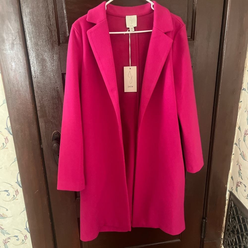 Joie Bright Fuchsia Open-Front Trench Coat